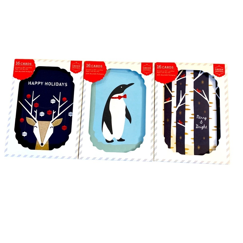 3 Piece Sets of Christmas Holiday Greeting Cards New 16 Each With Envelopes New